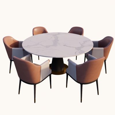 现代室内餐桌餐椅SU