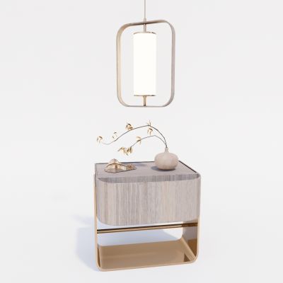 现代床头柜 灯具 台灯 摆件组合