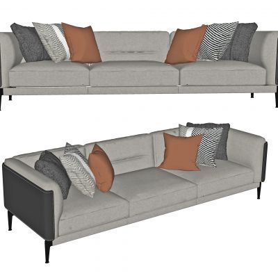 现代布艺三人沙发，休闲沙发，办公沙发，三人沙发，多人沙发，抱枕，接待沙发