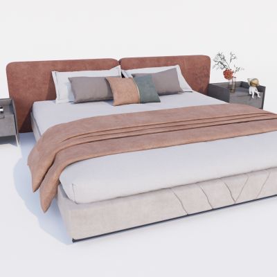 现代双人床 布艺床