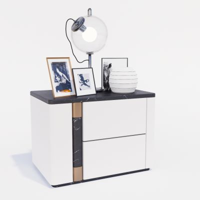 现代床头柜 灯具 台灯 摆件组合