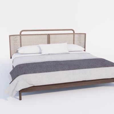 现代双人床 布艺床