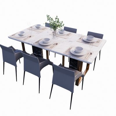 现代室内餐桌餐椅SU