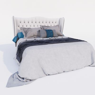 现代双人床 布艺床