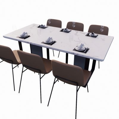 现代室内餐桌餐椅SU