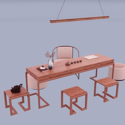 新中式茶桌SU