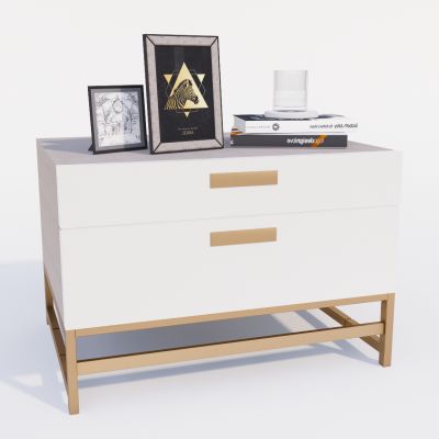 现代床头柜 灯具 台灯 摆件组合