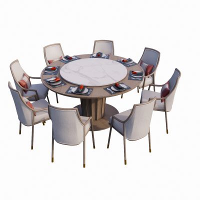 现代室内餐桌餐椅SU