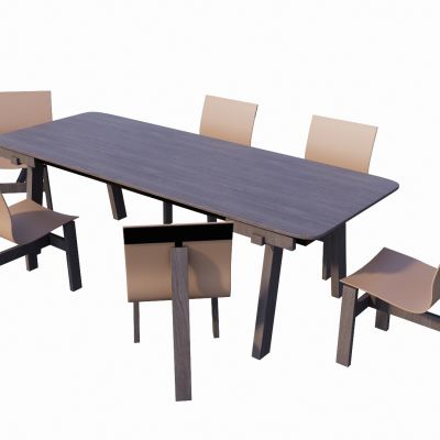 现代室内餐桌餐椅SU