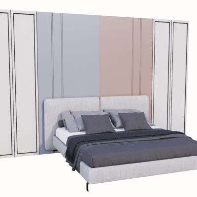 现代床头背景墙