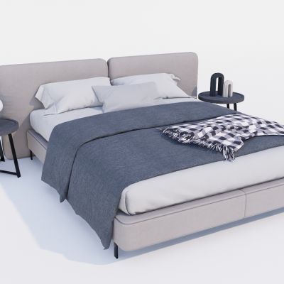 现代双人床 布艺床