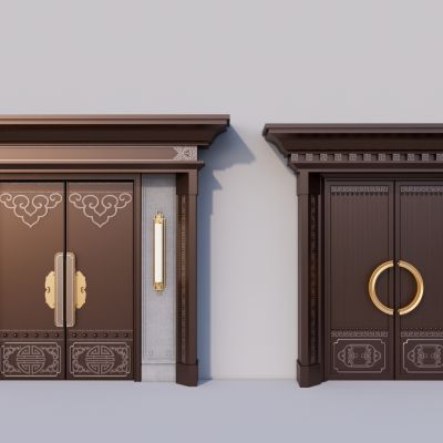 现代中式铜门  大门 入户门 防盗门