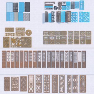 新中式雕花窗花构件组合