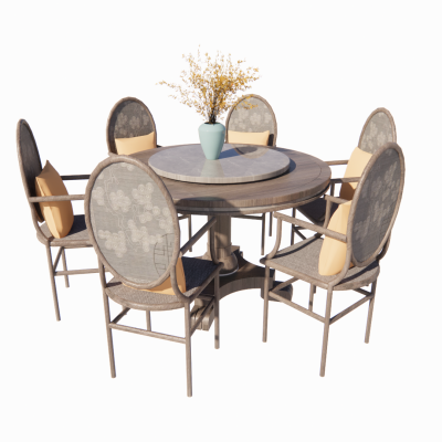 现代室内餐桌餐椅SU
