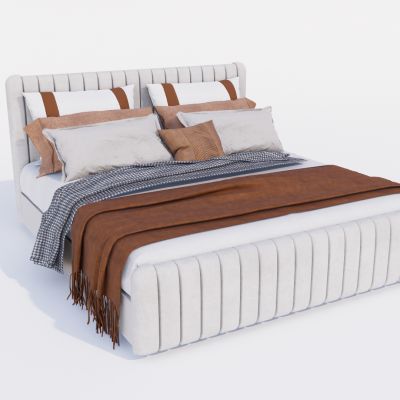 现代双人床 布艺床