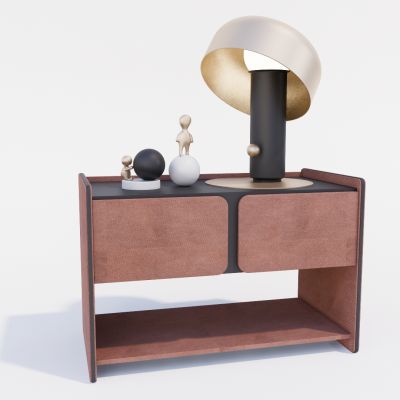 现代床头柜 灯具 台灯 摆件组合