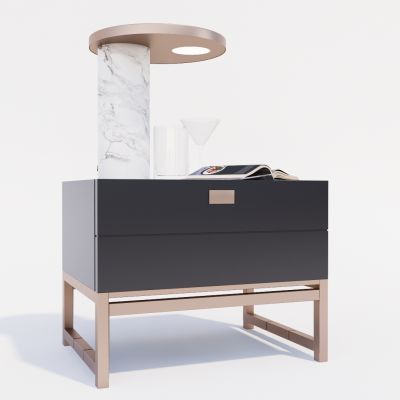 现代床头柜 灯具 台灯 摆件组合