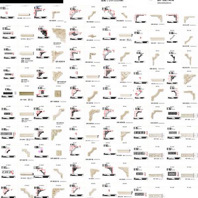 75款CAD图石膏线与实体效果图
