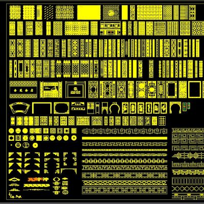 中式雕花隔断 镂空花纹 CAD图库