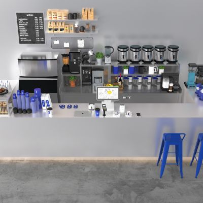 现代奶茶店吧台操作台