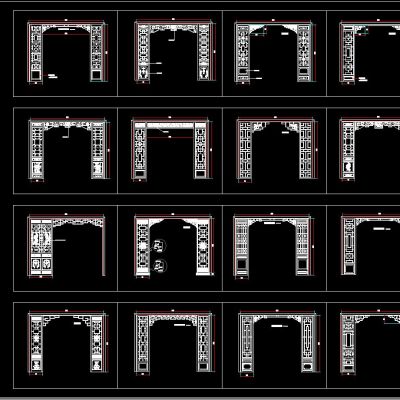 垭口格栅屏风CAD图库