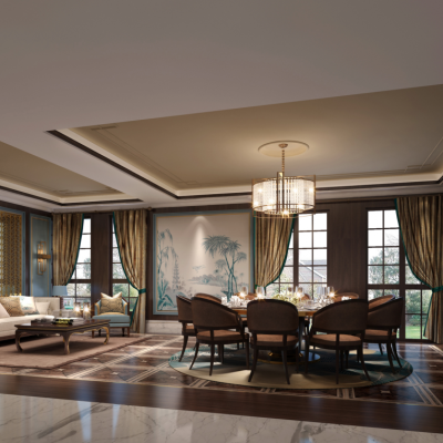 别墅会所样板间效果图施工图