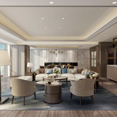 恒禾七尚样板房CAD施工图效果图