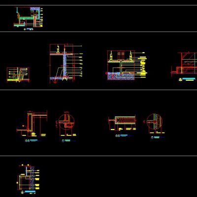 建筑玻璃隔断剖面图施工图CAD节点大样图