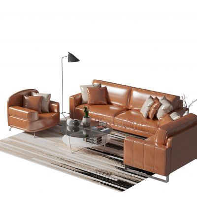 现代商务沙发茶几组合