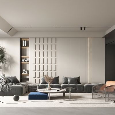 现代客厅SU模型