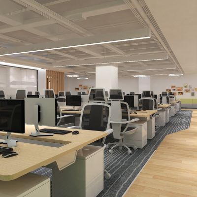 赋安办公室效果图CAD全套施工图物料书工程清单