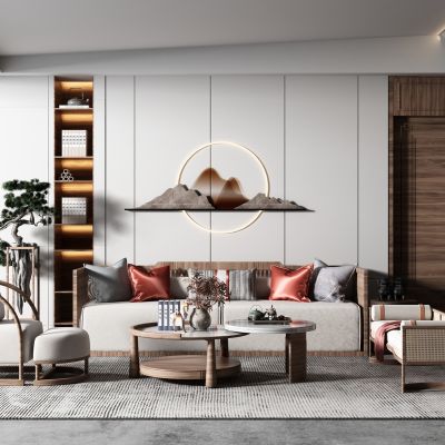 新中式客廳SU模型