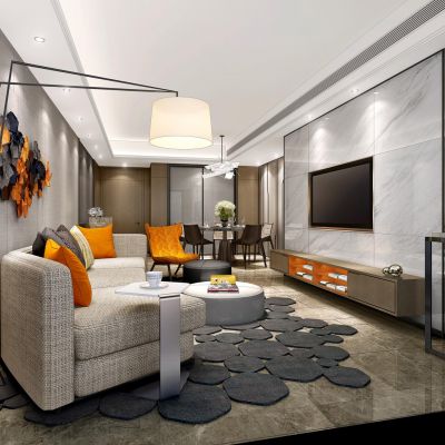 中山雅居乐100㎡轻奢样板间丨效果图+全套施工图