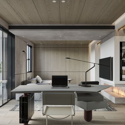 浦江茗园极简风格CAD施工图效果图