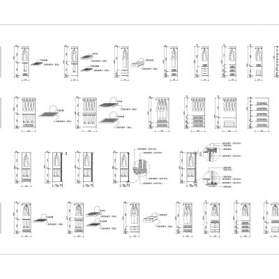 32_100款-高2M到2.8M的衣柜剖面图