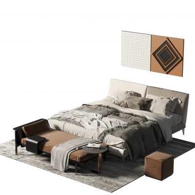 现代双人床组合