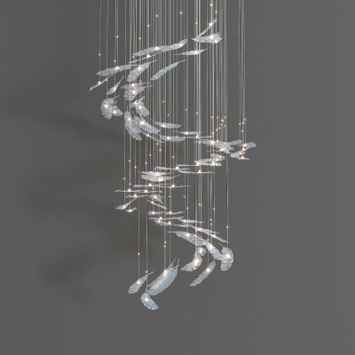 现代旋转羽毛吊灯