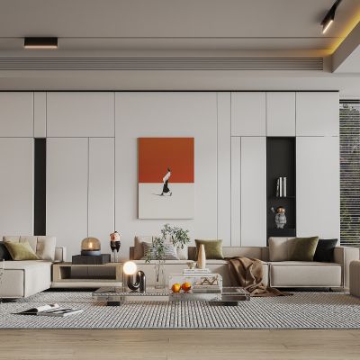 现代轻奢客厅沙发茶几组合