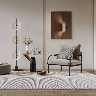 现代轻奢单人椅边几组合