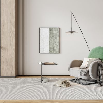 现代轻奢单人沙发边几组合