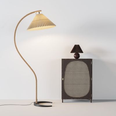 现代落地灯台灯边柜