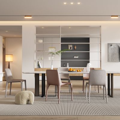 现代轻奢餐厅餐桌椅组合