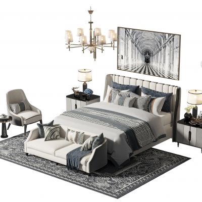 简美双人床组合