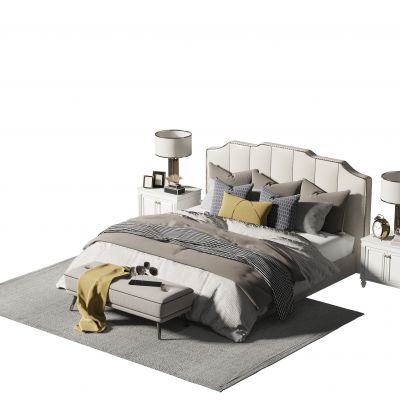 美式简约双人床组合