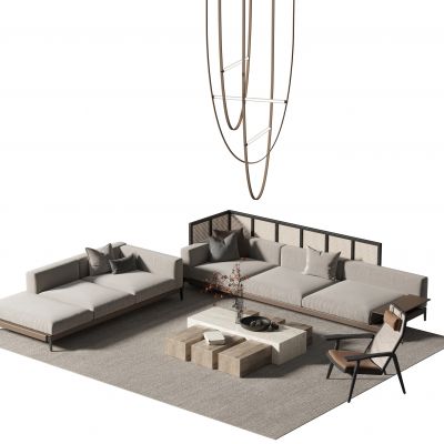 新中式沙发茶几组合