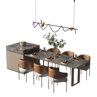 现代餐桌椅组合