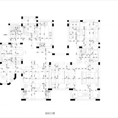 一套三室两厅一厨两卫样板房施工图