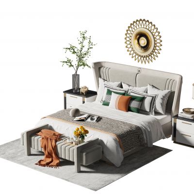 美式双人床组合