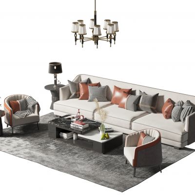 美式沙发茶几组合