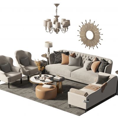 美式沙发茶几组合